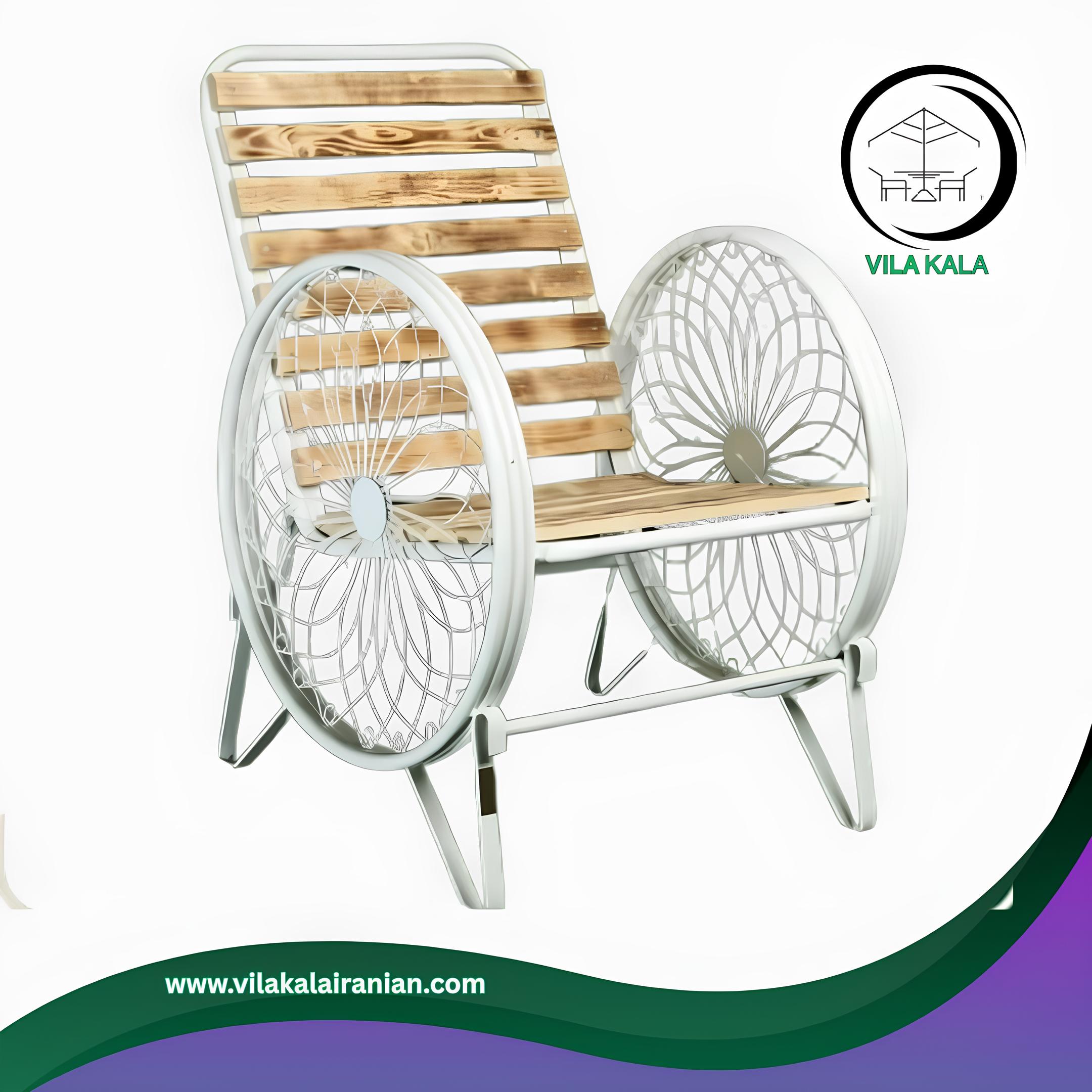 صندلی-باغی-گلبرگ-مخلوط-چوب-و-فلز